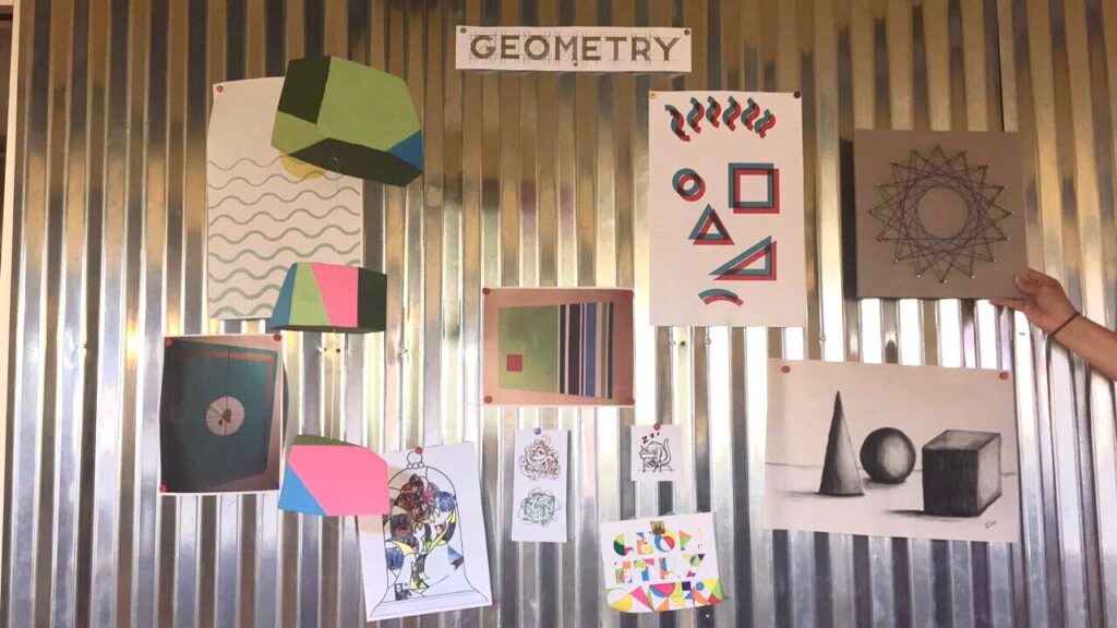 magnetic board with art and geometry