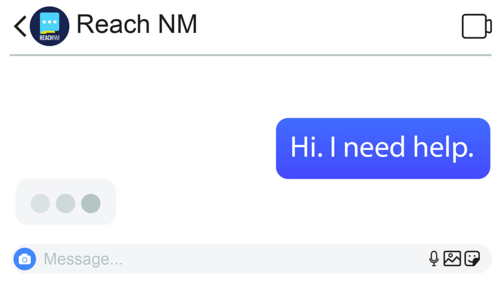 reach nm conversation with text bubble asking for help