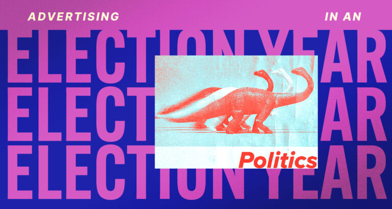 election year advertisements blog thumbnail with dinosaurs