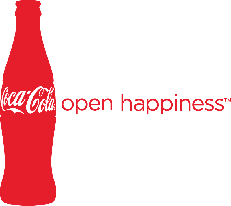 coca cola logo next to text that reads open happiness