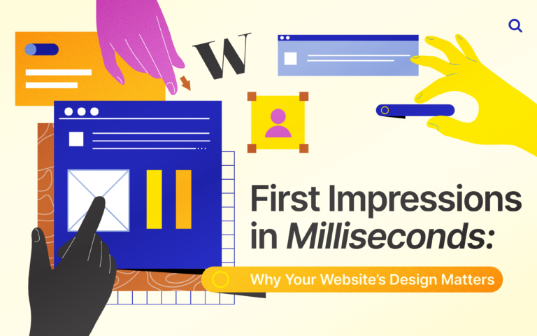 thumbnail for the "first impressions in Milliseconds" blog that features hands engaging with web page features